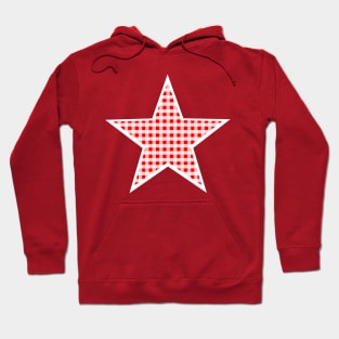 Red and White Gingham Star Hoodie